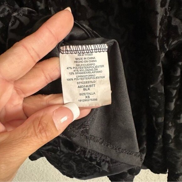 Lily Rose Black Velvet burnout Dress - Bell Sleeves, Whimsigoth Romantic Sz XS - Picture 7 of 10